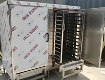 陜西廚房設備廠家告訴你隧道式大型推車蒸柜的特點